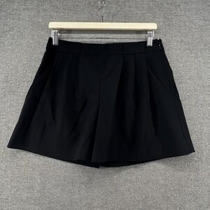Theory Pleated Shorts Women Size 8 Black Wool Casual Pockets